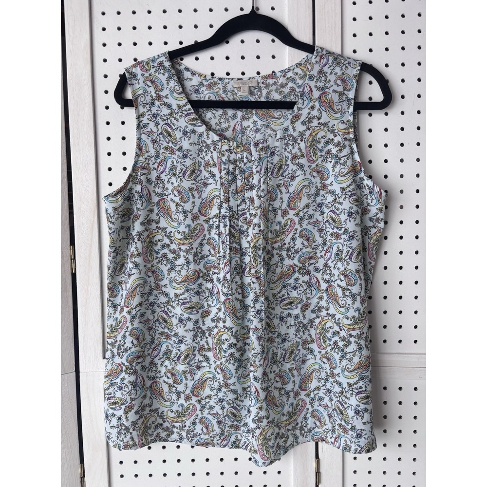 Talbots Women's M Paisley Floral Colorful Tank Top Sleeveless Blouse